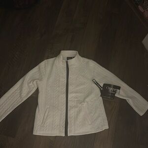A Onque Casual Zip Up Jacket, a medium, brand new with tags never worn, white